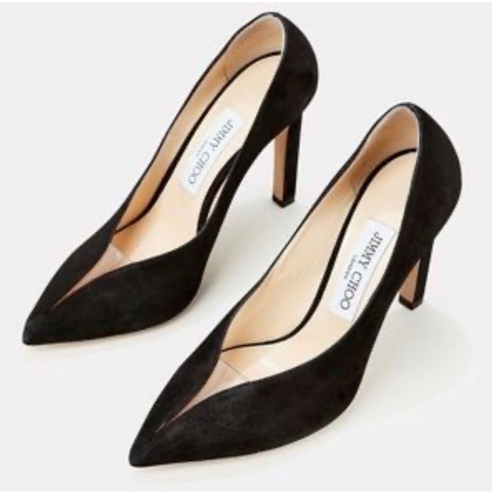 Jimmy Choo Black Suede Pumps / PVC 
NWT Size 7 / 37